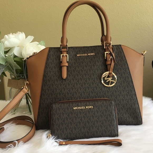 Michael Kors Ciara brown signature Satchel &wallet - Picture 3 of 8